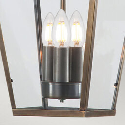 Luminosa Lighting Elstead Mansion House 3 Light Outdoor Ceiling Chain Lantern Brass Ip44, E14 - thumbnail 4