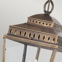 Luminosa Lighting Elstead Mansion House 3 Light Outdoor Ceiling Chain Lantern Brass Ip44, E14 - thumbnail 3