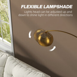 Homcom Arc Floor Lamp For Living Room, Free Standing Tall Lamp, Gold Tone - thumbnail 5