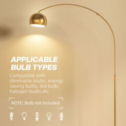 Homcom Arc Floor Lamp For Living Room, Free Standing Tall Lamp, Gold Tone - thumbnail 6