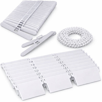 "First Blind Vertical Blind Weights Repair Kit 89mm (3.5"") 50 Bottom Weights, 50 Top Hangers, 10M Beaded Chain" - image 1