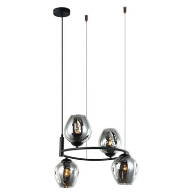 Luminosa Lighting Luminosa Modern Hanging Pendant Black 4 Light  With Graphite Smoky Shade, E27
