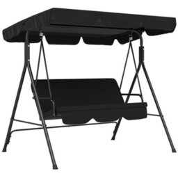 Outsunny Outdoor 3-Person Porch Swing Chair With Adjustable Canopy Black - thumbnail 2