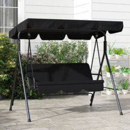Outsunny Outdoor 3-Person Porch Swing Chair With Adjustable Canopy Black - thumbnail 8