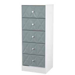 San Jose Ready Assembled Matt Duck Egg Blue & White No Effect 5 Drawer Bedside Chest (H)1120mm (W)450mm (D)395mm - thumbnail 1