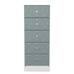 San Jose Ready Assembled Matt Duck Egg Blue & White No Effect 5 Drawer Bedside Chest (H)1120mm (W)450mm (D)395mm - thumbnail 2