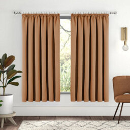 Ameha Plain Blackout Curtain Thick Thermal Insulated Pencil Pleat Beige Kitchen Curtains 46''x54'' Pair With 2X Tie Backs - thumbnail 7