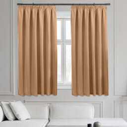 Ameha Plain Blackout Curtain Thick Thermal Insulated Pencil Pleat Beige Kitchen Curtains 46''x54'' Pair With 2X Tie Backs - thumbnail 6
