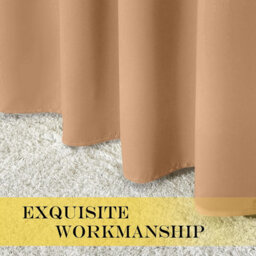 Ameha Plain Blackout Curtain Thick Thermal Insulated Pencil Pleat Beige Kitchen Curtains 46''x54'' Pair With 2X Tie Backs - thumbnail 9
