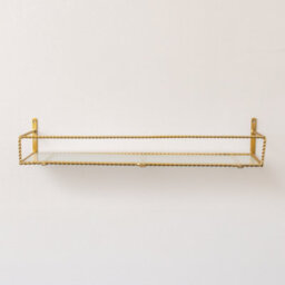 Melody Maison Large Gold Twisted Rope Design Wall Shelf With Frosted Glass Shelf - thumbnail 4