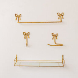 Melody Maison Large Gold Twisted Rope Design Wall Shelf With Frosted Glass Shelf - thumbnail 6