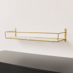 Melody Maison Large Gold Twisted Rope Design Wall Shelf With Frosted Glass Shelf - thumbnail 5