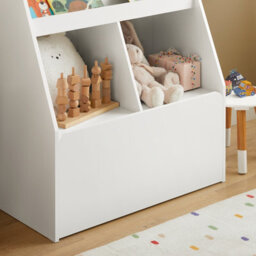 Sobuy Kmb83-W, Children Kids Bookcase Book Shelf Toy Shelf Storage Shelf Organizer With Storage Chest On Wheels,white,w80Xd40Xh100 - thumbnail 4