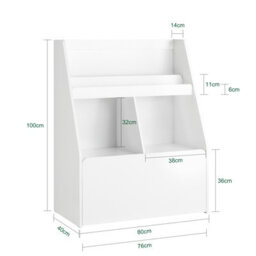 Sobuy Kmb83-W, Children Kids Bookcase Book Shelf Toy Shelf Storage Shelf Organizer With Storage Chest On Wheels,white,w80Xd40Xh100 - thumbnail 3