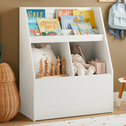 Sobuy Kmb83-W, Children Kids Bookcase Book Shelf Toy Shelf Storage Shelf Organizer With Storage Chest On Wheels,white,w80Xd40Xh100 - thumbnail 2