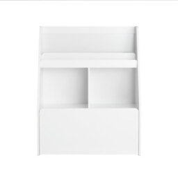 Sobuy Kmb83-W, Children Kids Bookcase Book Shelf Toy Shelf Storage Shelf Organizer With Storage Chest On Wheels,white,w80Xd40Xh100 - thumbnail 1