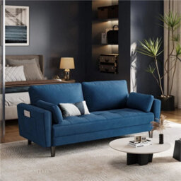 Blue Fabric Sofa Upholstered Sofa 2 Seater Couch With Tufted Single Seat Cushion - thumbnail 2