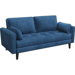 Blue Fabric Sofa Upholstered Sofa 2 Seater Couch With Tufted Single Seat Cushion - thumbnail 1