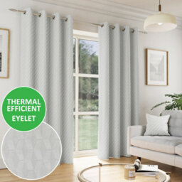 Enhanced Living Tokyo Grey 90 X 90 Inch (229X229Cm) Eyelet Thermal Noise Reducing Dim Out Curtains (Pair) - thumbnail 1