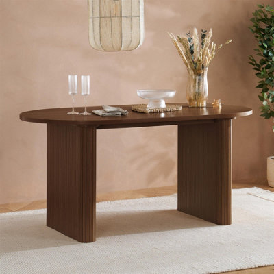 Birlea Axel Oval Fluted Dining Table Walnut - image 1
