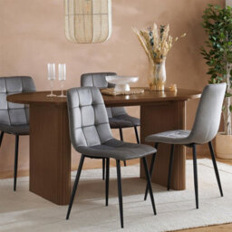 Birlea Axel Oval Fluted Dining Table Walnut - thumbnail 2