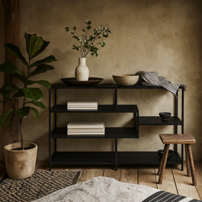 Wyld Haus El Paso Wide Black Metal Bookcase, 4 Shelves, 1140 X 350 X 780 mm - image 1