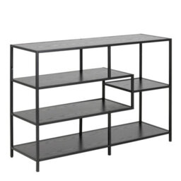 Wyld Haus El Paso Wide Black Metal Bookcase, 4 Shelves, 1140 X 350 X 780 mm - thumbnail 2
