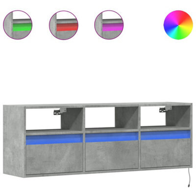 Berkfield Durable Tv Wall Cabinet With Led Lights Concrete Grey 130X31X45 Cm - image 1