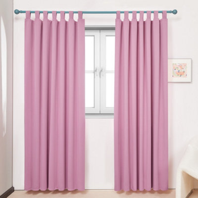 Deconovo Super Soft Thermal Insulated Curtains Tab Top Blackout Curtains For Living Room Pink W52 X L95 Inch One Pair