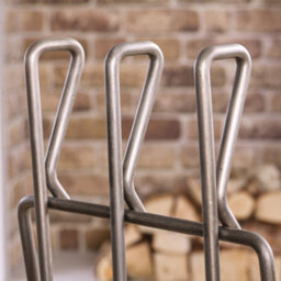 Dibor Contemporary Pewter Antique Freestanding Fireplace Set With 3 Tools Fireside Companion Set - thumbnail 4