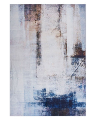 Beliani Rug Beige Multicolour 140 X 200 Cm - 3D Print Low Pile Modern Abstract - image 1