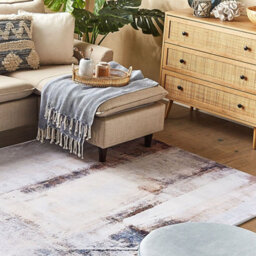 Beliani Rug Beige Multicolour 140 X 200 Cm - 3D Print Low Pile Modern Abstract - thumbnail 2