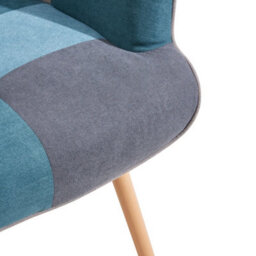 Thehotsale Colour Block Upholstered Armchair With Wooden Legs And Footstool - thumbnail 5