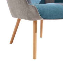 Thehotsale Colour Block Upholstered Armchair With Wooden Legs And Footstool - thumbnail 4