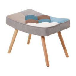 Thehotsale Colour Block Upholstered Armchair With Wooden Legs And Footstool - thumbnail 7