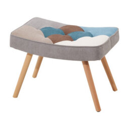 Thehotsale Colour Block Upholstered Armchair With Wooden Legs And Footstool - thumbnail 6