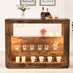 Furniture in Fashion Fiesta Smoked Oak Bar Table Unit With 2 Ripple Grey Stools - thumbnail 3