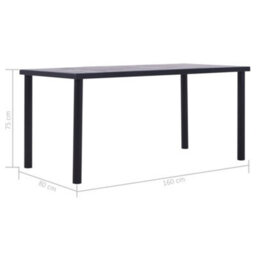 Berkfield Modern Dining Table Black And Concrete Grey 160X80X75 Cm Mdf - thumbnail 5