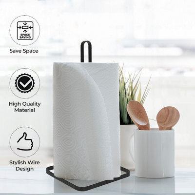 Vivo Free Standing Kitchen Paper Towel Roll Holder Organiser Stand Storage Rack Black - image 1
