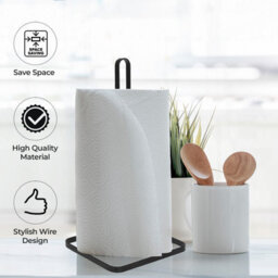 Vivo Free Standing Kitchen Paper Towel Roll Holder Organiser Stand Storage Rack Black - thumbnail 1