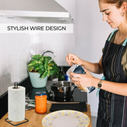 Vivo Free Standing Kitchen Paper Towel Roll Holder Organiser Stand Storage Rack Black - thumbnail 5