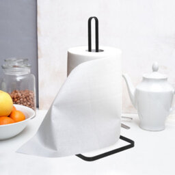 Vivo Free Standing Kitchen Paper Towel Roll Holder Organiser Stand Storage Rack Black - thumbnail 4