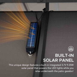 Sunjoy 3.3X3.3M Solar Hardtop Gazebo With Anthracite Steel Roof, Led Light & Ceiling Hook - thumbnail 4