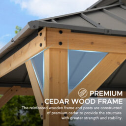 Sunjoy 3.3X3.3M Solar Hardtop Gazebo With Anthracite Steel Roof, Led Light & Ceiling Hook - thumbnail 7