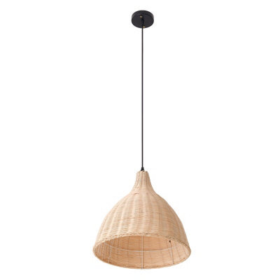 Living And Home 60W Rattan Semi-Open E27 Socket Ceiling Lamp Pendant Light With 3-Colour Dimming - image 1