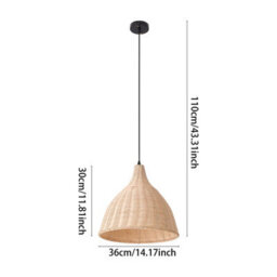 Living And Home 60W Rattan Semi-Open E27 Socket Ceiling Lamp Pendant Light With 3-Colour Dimming - thumbnail 9