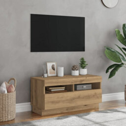 Berkfield Tv Cabinet With Led Lights Artisian Oak 80X35X40 Cm Engineered Wood - thumbnail 3