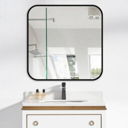 Living And Home Black Square Wall Bathroom Framed Mirror Vanity Mirror Makeup Mirror For Dressing Table 600 mm X 600 mm - thumbnail 1