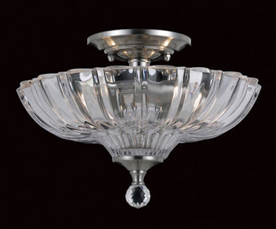 Luminosa Lighting Luminosa Dallas Satin Nickel Bowl Semi Flush Ceiling Light