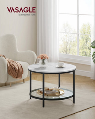 LEDREM Coffee Table, Living Room Table, Sofa Cocktail Table, Tempered Glass Storage Shelf, Easy To Assemble, Modern Style - image 1